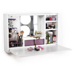 [SA-FZ93754] Toiletta Richiudibile Leeta con Specchio Finitura Bianco Lucido - H.48x L. 76 x P. 46 cm