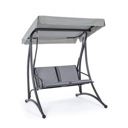 [SAM-B0790222] Dondolo in acciaio due posti Antracite GRELY 145x120x h185 cm - Samnite