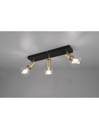 [SAM-TRIOR80183008] Faretto Spot 3xE27 Vannes Nero-Ottone L44 cm Trio Lighting - Samnite