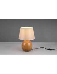 [SAM-TRIOR50631035] Grande Lume Tavolo Base Effetto Legno Paralume Tessuto Beige Luxor Trio Lighting - Samnite