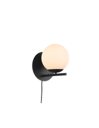 [SAM-TRIO202000132] Lampada Da Parete Nero Sfera Vetro Bianco Pure Trio Lighting - Samnite