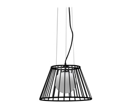 [SAM-LA/111/NE] Lampada a sospesione in metallo con paralume nero D25/35xD20/35x120h cm - Samnite