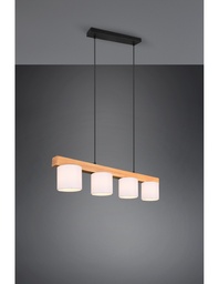 [SAM-TRIOR30654001] Lampadario Sospensione Legno 4 Paralumi Bianchi Cameron Trio Lighting - Samnite