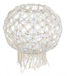 [SAM-B0140973] Lanterna stile vintage realizzata in macrame colore bianco 38h cm - Samnite