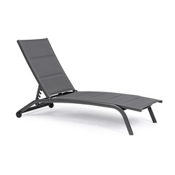 [SAM-B0663139] Lettino da giardino in alluminio con ruote Antracite CLEOPAS 61x192x h96 cm - Samnite