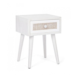 [SAM-B0744873] Mobiletto comodino in MDF un cassetto Bianco MONTIEL 35x30x h46,5 cm - Samnite