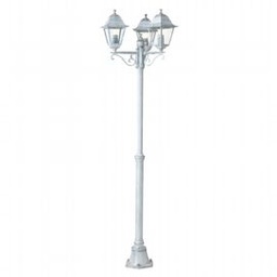 [SAM-SOV798/37] Palo telescopico in alluminio pressofuso con diffusori in vetro trasparente - Altezza max lampade 170mm - Triangolo di fissaggio a terra biancoargento - Samnite