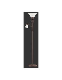 [SAM-TRIO4602021-24] Piantana Rustica Ruggine 2 Vetri Opali E Spot Da Lettura Trio Lighting - Samnite
