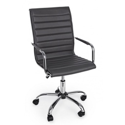 [SAM-B5710209] Poltrona ufficio con braccioli Perth grigio scuro in ecopelle - Samnite