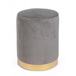 [SAM-B0748177] Pouf grigio effetto velluto con fascia oro cm 35 x 40 h - Samnite