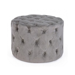 [SAM-B0748181] Pouf vintage grigio velluto cm diam 60 x 42 h - Samnite