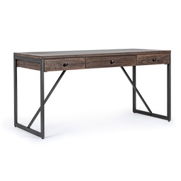[SAM-B0746867] Scrivania 3 cassetti Calixte stile industriale 153x66 cm - Samnite