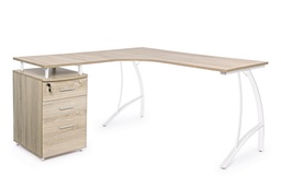 [SAM-B0710376] Scrivania angolo con cassettiera legno Kavita - Samnite