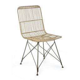 [SAM-B0671474] Sedia in stile contemporaneo in acciaio e kubu Naturale LUCILA 45x55x h85 cm - Samnite