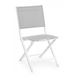[SAM-B0662506] Sedia per esterno in alluminio Bianco Grigio ELIN 47x57x h88 cm - Samnite