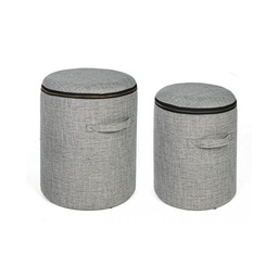 [SAM-B0720395] Set 2 Pouf in tessuto con contenitore Grigio RADMILA - Samnite