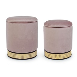 [SAM-B0720695] Set 2 pouf contenitore velluto rosa antico Milena - Samnite