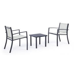 [SAM-B0662993] Set 3 pezzi da giardino salotto in metallo Auri antracite - Samnite