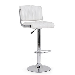[SAM-B0733293] Sgabello bar acciaio ecopelle bianco Barclay cm 46 x 51,5 x 88,5 - Samnite