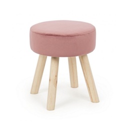 [SAM-B0748163] Sgabello in legno Adeline effetto velluto rosa 38h cm - Samnite