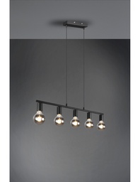 [SAM-TRIOR30185032] Sospensione 5xE27 Vannes Nero L82 cm Trio Lighting - Samnite
