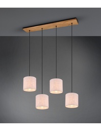 [SAM-TRIO302100430] Sospensione Elmau 4xE27 Nichel E Paralumi Sabbia L100 cm Trio Lighting - Samnite