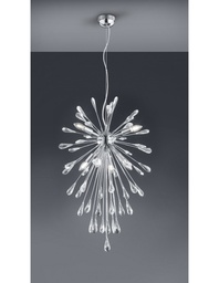 [SAM-TRIO308600706] Sospensione Fuochi d'Artificio 7 Luci Minsk Cromo con Gocce Cristallo Trio Lighting - Samnite