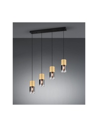 [SAM-TRIO310600454] Sospensione Isola 4 Cilindri Ottone Con Vetro Fumé Robin Trio Lighting - Samnite