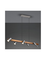 [SAM-TRIO312490607] Sospensione Isola Legno 6 Spot Nichel Cilindrici Orientabili Marley Trio Lighting - Samnite