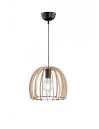[SAM-TRIOR30253030] Sospensione Wood 1xE27 Cupola Listelli Legno Naturale Ø30 cm Trio Lighting - Samnite