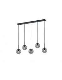 [SAM-TRIO308500542] Sospensione in Linea 5 Sfere Vetro Fumé Balini Antracite Trio Lighting - Samnite