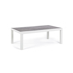 [SAM-B0663063] Tavolino per esterno in alluminio Bianco KLEDI LUNAR 120x70x h43 cm - Samnite