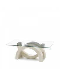 [SAM-FS/080/WA/T] Tavolino trasparente-beige 70 cm x 120 cm H. 41 cm - Samnite