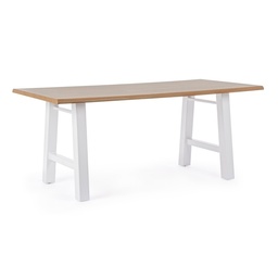 [SAM-B0732904] Tavolo bianco in legno e acciaio stile naturale cm 180x90 - Samnite