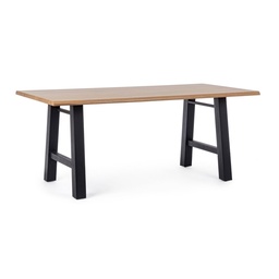 [SAM-B0732903] Tavolo nero in legno e acciaio stile industriale cm 180x90 - Samnite